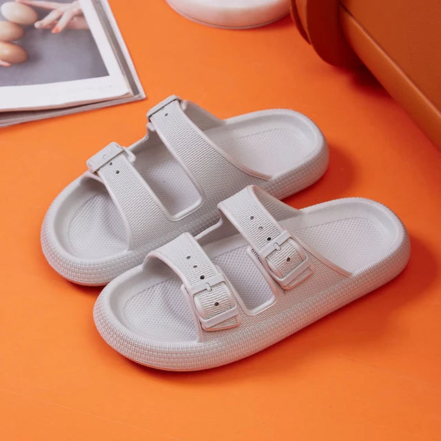 Platform Cloud Buckled Slippers