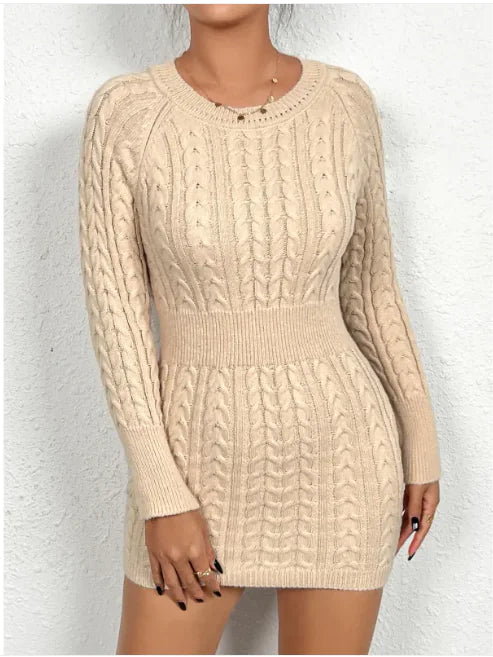 Women's Cozy Twist Knit Bodycon Dress