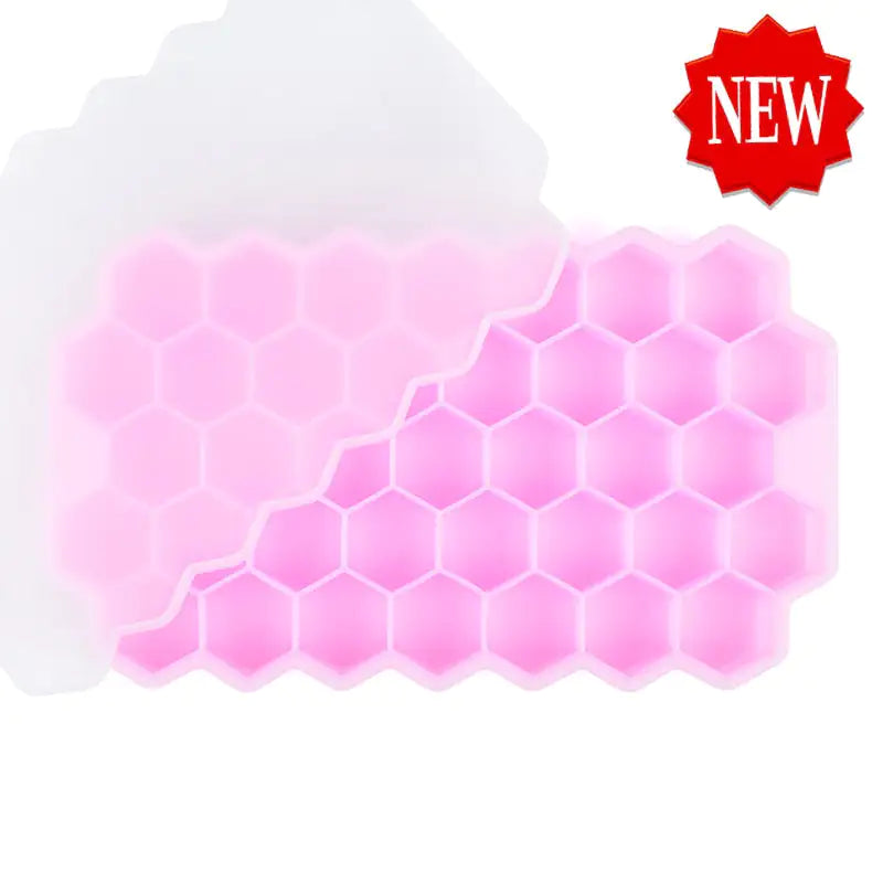 Two translucent pink silicone mats with a honeycomb (hexagon) pattern, shown overlapping on a white background, with a red “NEW” badge in the corner.