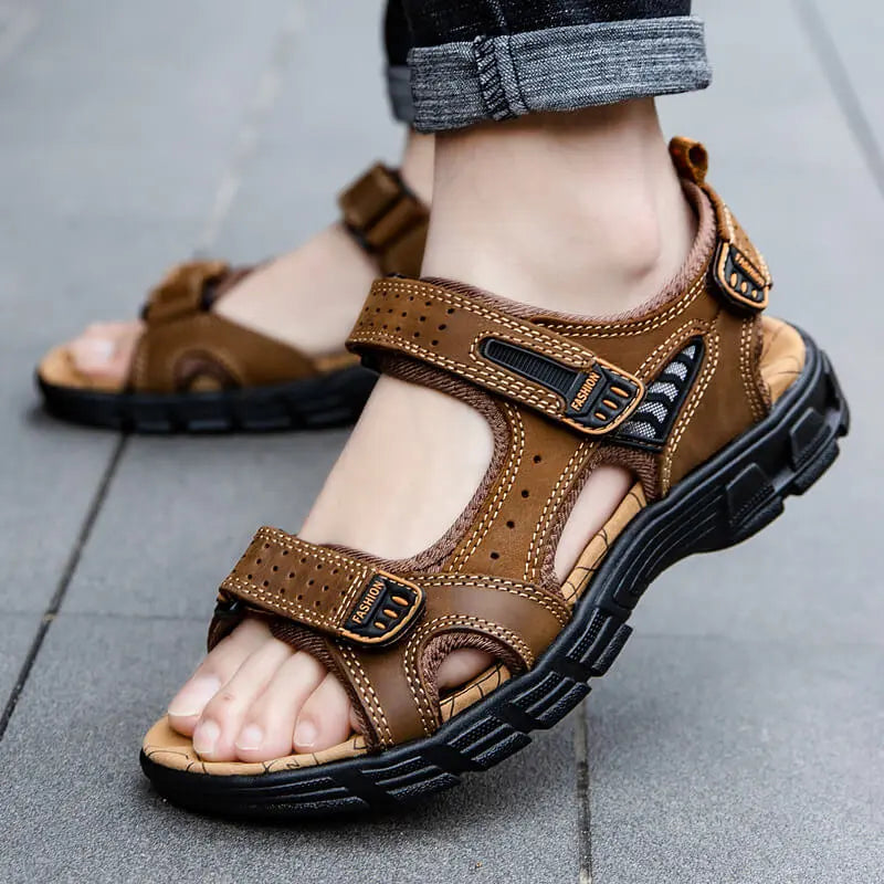 Easy-Fit Leather Sandals for Men