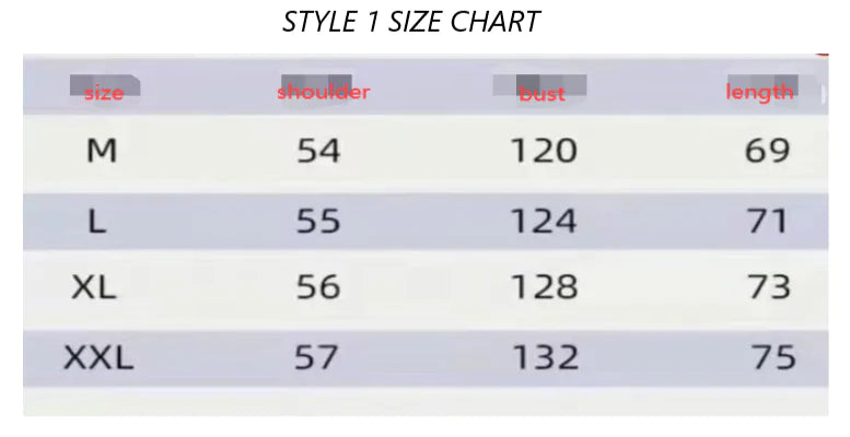 Sporty Bomber Jacket Size Chart