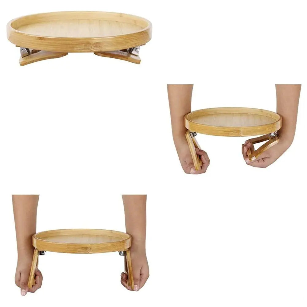 Wooden Sofa Snacks Drinks Tray