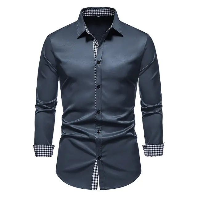 Men's Patchwork Slim Fit Formal Shirt