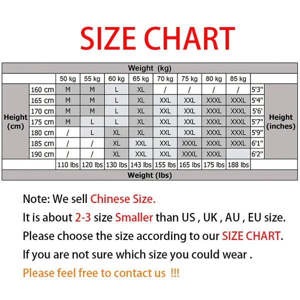 Men's Winter Trendy Fashion Sweater Size Chart