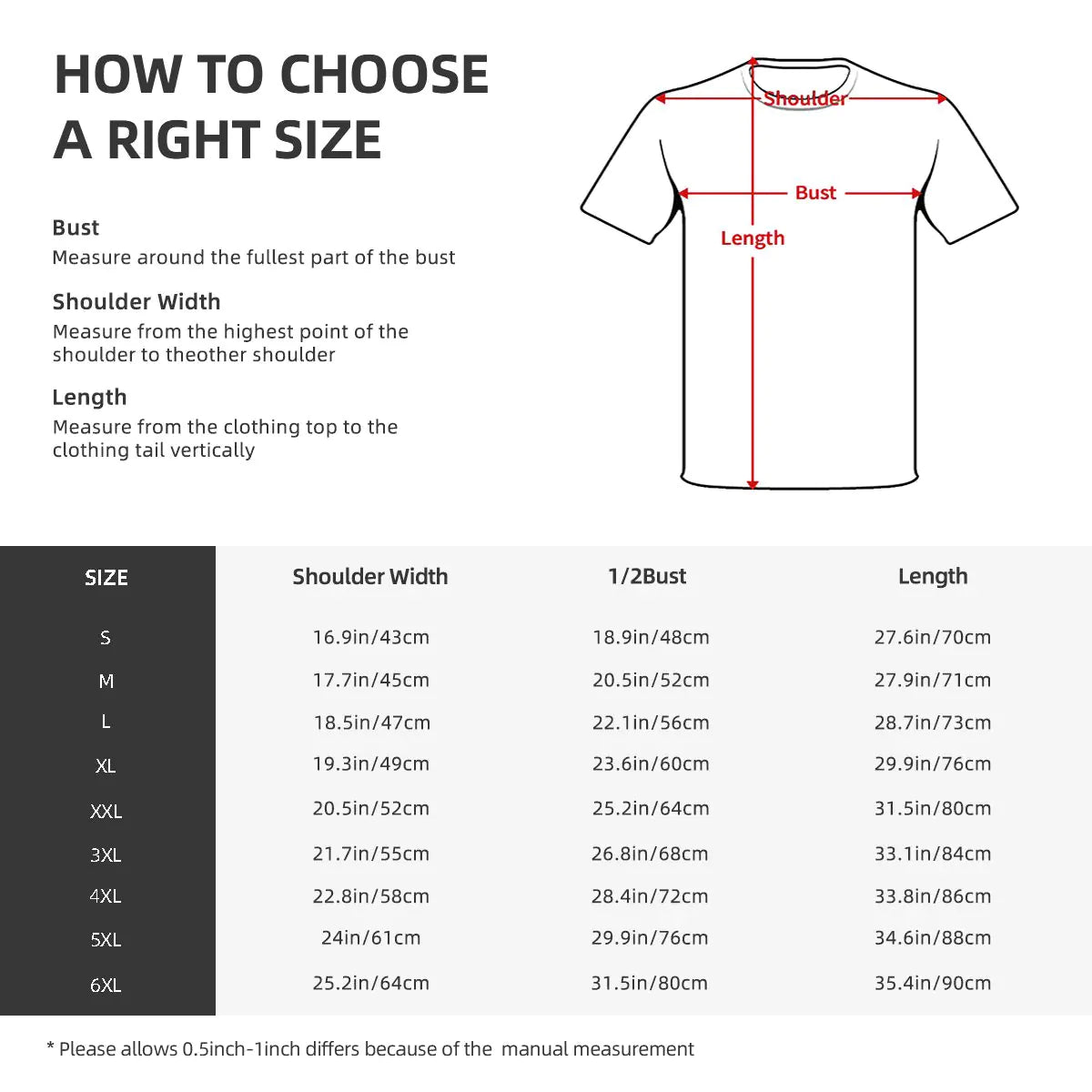 ChatGPT Quote T-Shirt Streetwear Size Chart