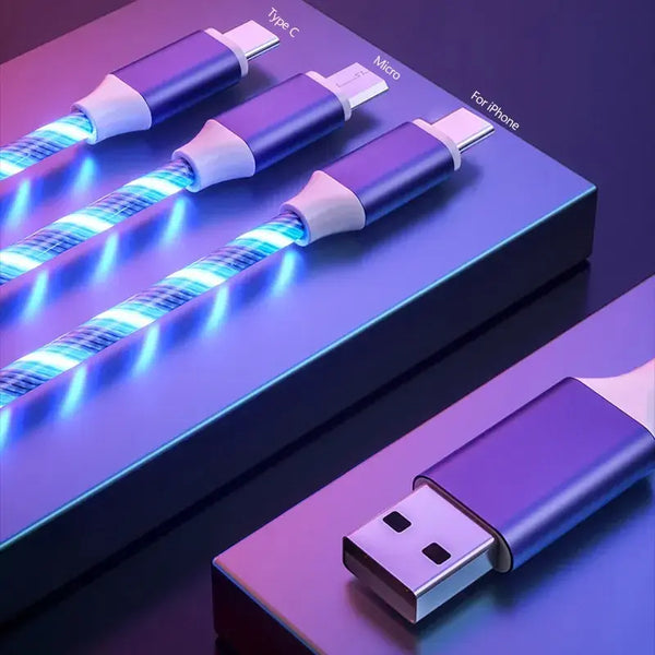 Glowing LED Light 3-in-1 Cable