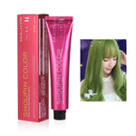 Box and tube of “MAJOR Shoupin Color” hair dye (Matrix 11.1, 100 ml) with an inset photo of a model with bright green hair.