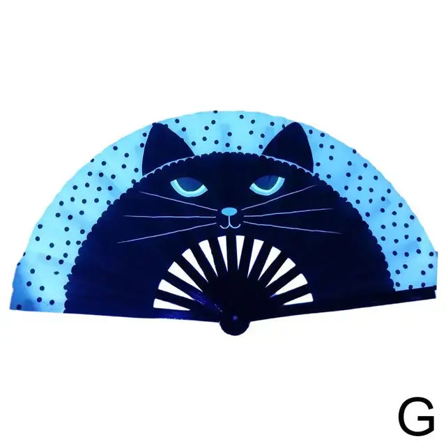 You've uploaded an image of a fan with a cat face design. Would you like to know more about this item or need help with something else?