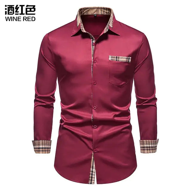 Men's Patchwork Slim Fit Formal Shirt