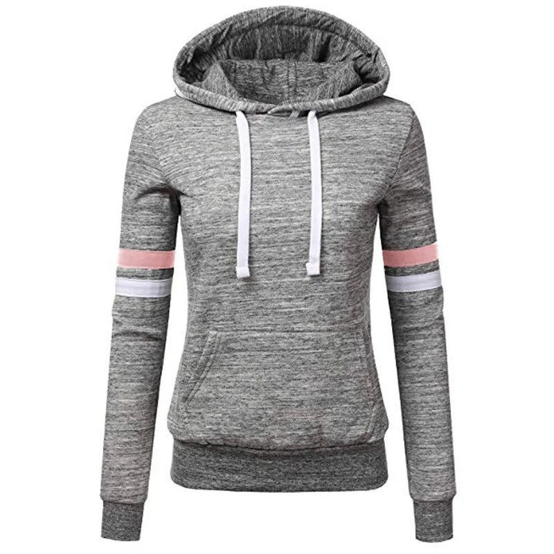 Striped Hooded Pullover Sweatshirt for Women