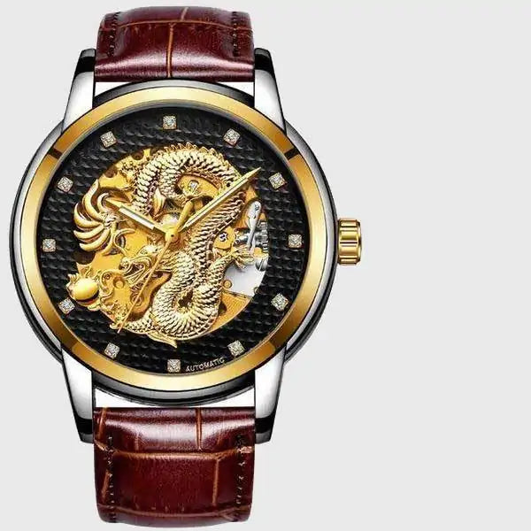 Red metal mesh-band wristwatch with a faceted red bezel and a black starry dial, featuring crystal-style hour markers and gold hands, on a white background.