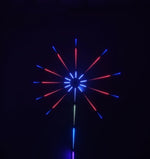 Red and blue LED firework-style hanging light.
