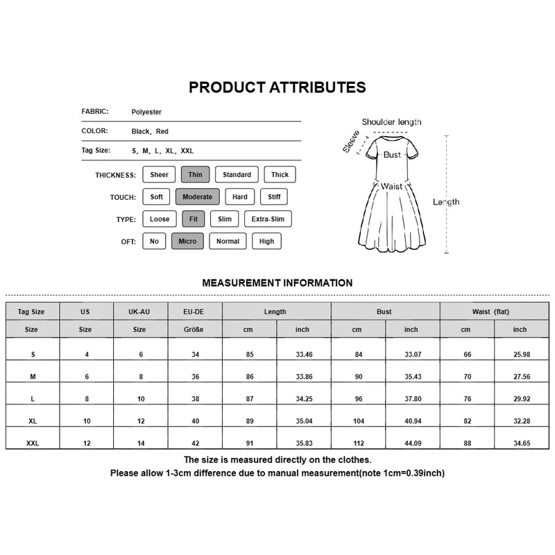 Glamorous Party Dress for Women Size  Chart 
