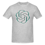 Grey T-shirt with ChatGPT logo print.