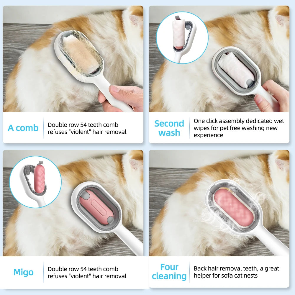 Pet Brush with Four Integrated Functions