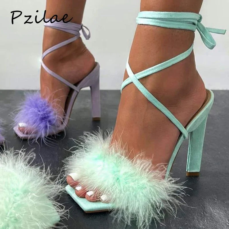 Women's Feather High Heels