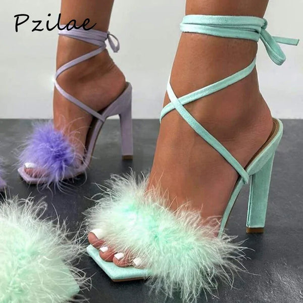 Women's Feather High Heels