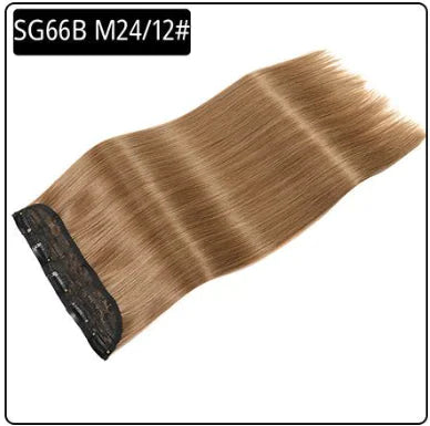 Light brown straight hair weft/extension bundle with a black stitched top band, shown on a white background with the label “SG66B 6