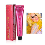 Pink “Matrix MAJOR” ShouPin hair color tube and matching box (100 ml) on a white background, with an inset photo of a model wearing bright yellow-blonde hair.