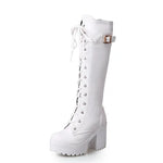 Ladies Wedge Heels Knee High Boots 