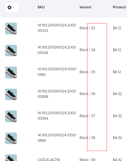 Women's Comfort Air Sneakers Size Variant Chart