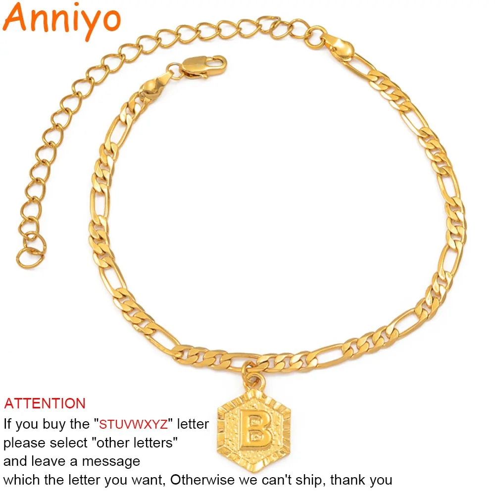 STOMART.CO.UK Extender Chain A-Z Initial Letter Anklet for Women Anklet Initial Letter Anklet Jewellery Free Text