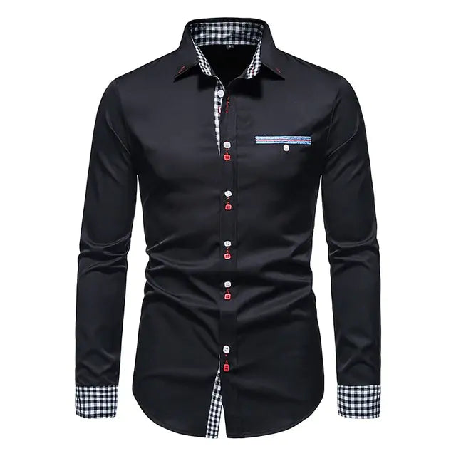 Men's Patchwork Slim Fit Formal Shirt