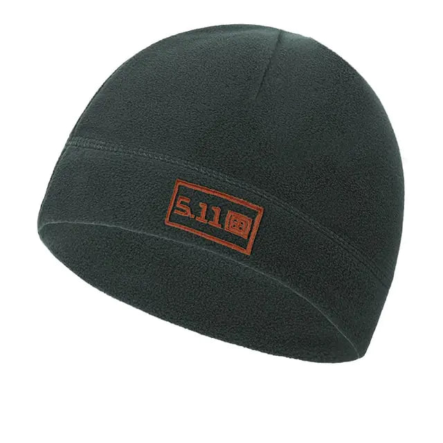Olive green 5.11 tactical fleece beanie.
