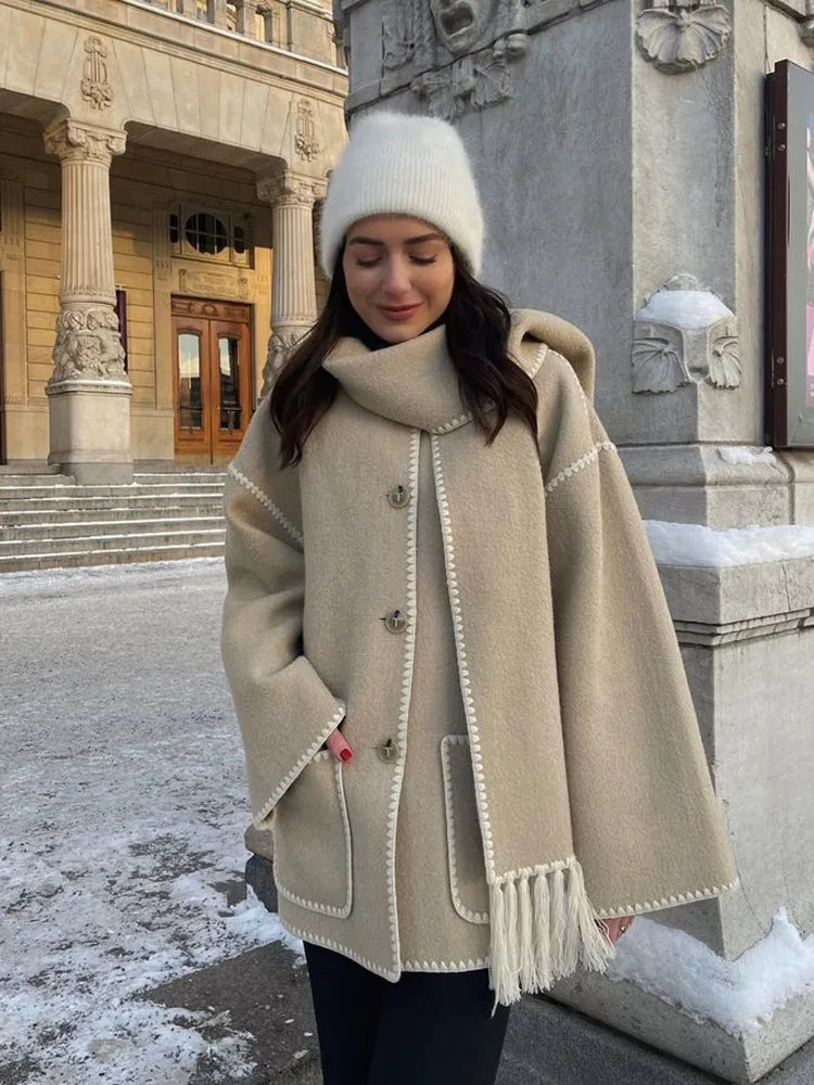 Women's Elegant Autumn Scarf Coat