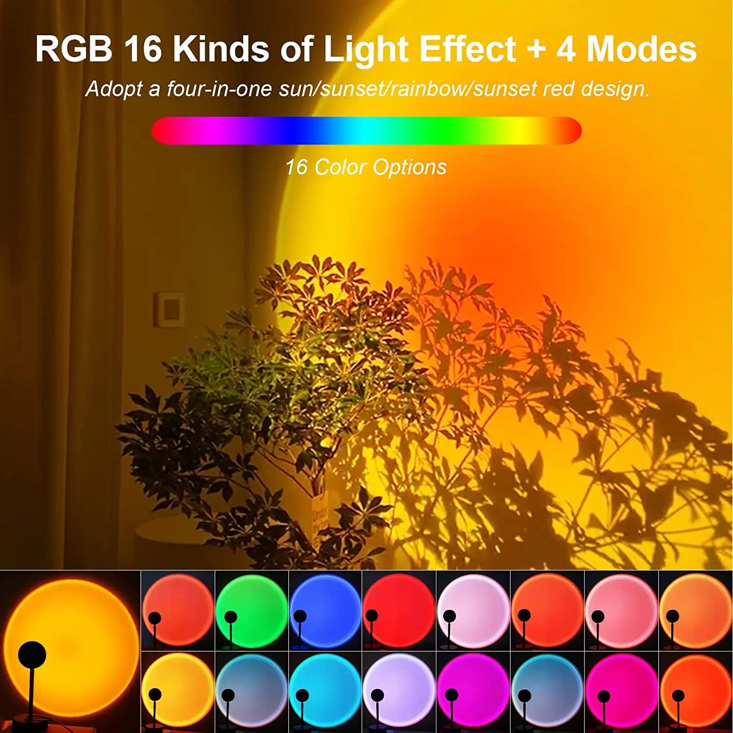 Smart Bluetooth Rainbow Sunset Projector Lamp