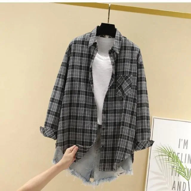 Women's Oversize Plaid Shirt Jacket