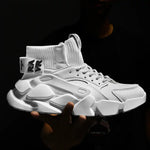 White high-top chunky trainers with sock collar
