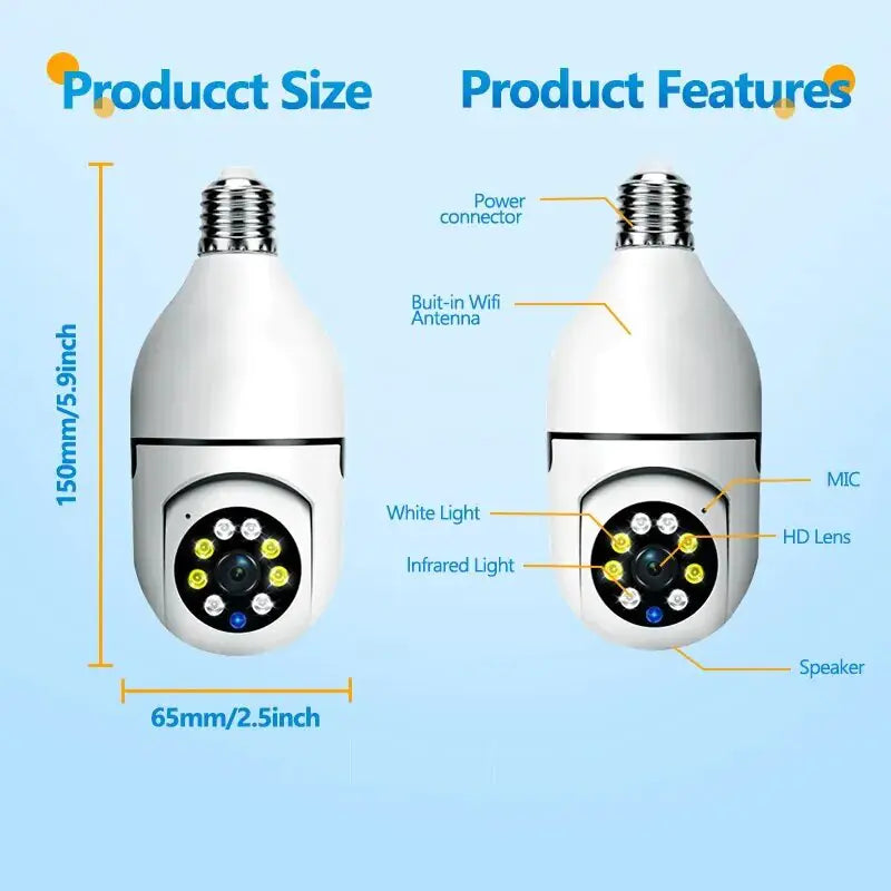 5G Night Vision Bulb Surveillance Camera