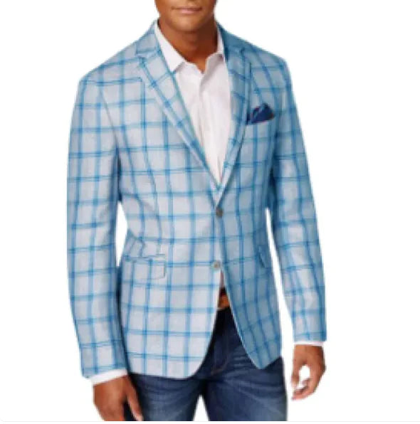 Refined and Modern Men's Single Row Plaid Blazer