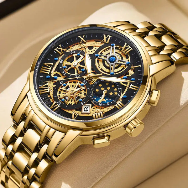 Men's LIGE Chronograph Gold Watch