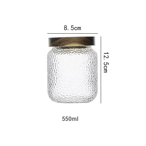 STOMART.CO.UK Glass Airtight Canister with Wood Lid canister container glass airtight canister glass airtight container glass canister glass container Kitchen Free Text