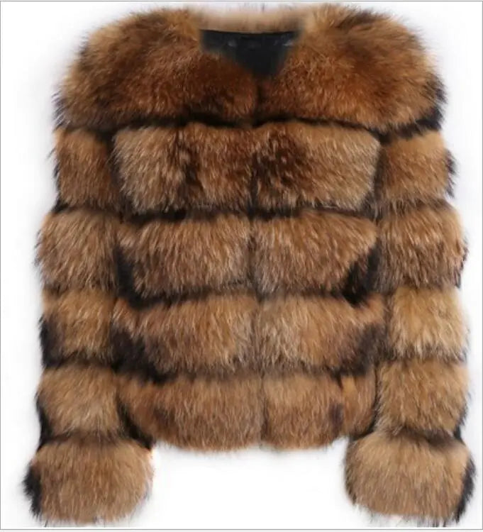 Brown faux fur cropped jacket.
