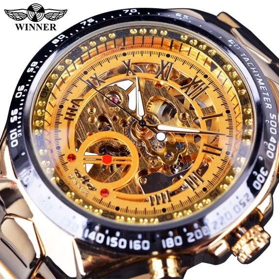 Men's Mechanical Sport Gold Watch