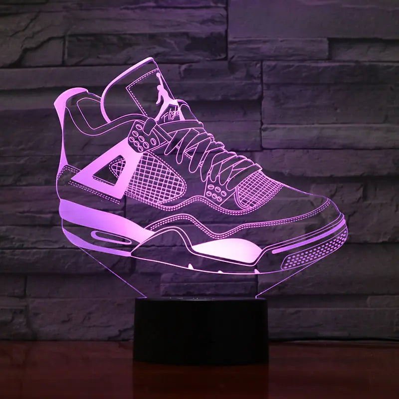 Cool 3D LED Sneakers Night Lamp on bedside table