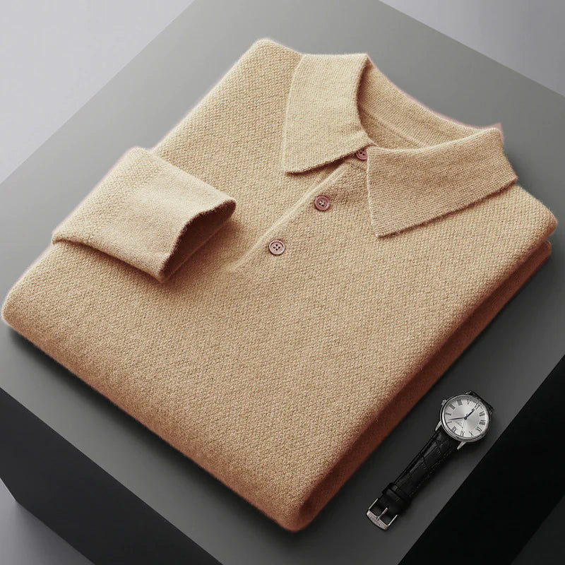 Solid Colour Polo Collar Cardigan