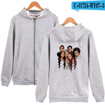 Grey zip-up hoodie with character graphic back print
