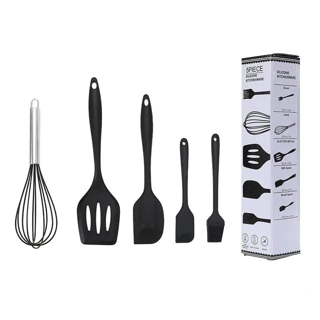 STOMART.CO.UK 5/12pc Kitchen Utensil Set Wooden Handle Kitchen Free Text