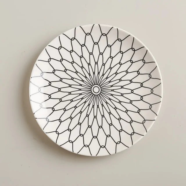 STOMART.CO.UK Geometric Pattern Ceramic Plate Kitchen Free Text