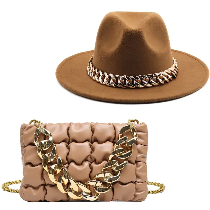 Sophisticated Fedora with Gold Detailing