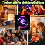 A collage showing joyful moments of gift-giving during the holidays. It includes a child opening a gift near a Christmas tree, two girls unwrapping presents, a family celebrating with gifts, and a glowing, purple-lit gift with an axolotl design, with the caption "The best gift for birthdays/holidays