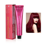 Box and tube of “MAJOR Matrix ShouPin Color” hair dye labeled 1:1 (100 ml), shown with an example photo of long dark red/burgundy hair.