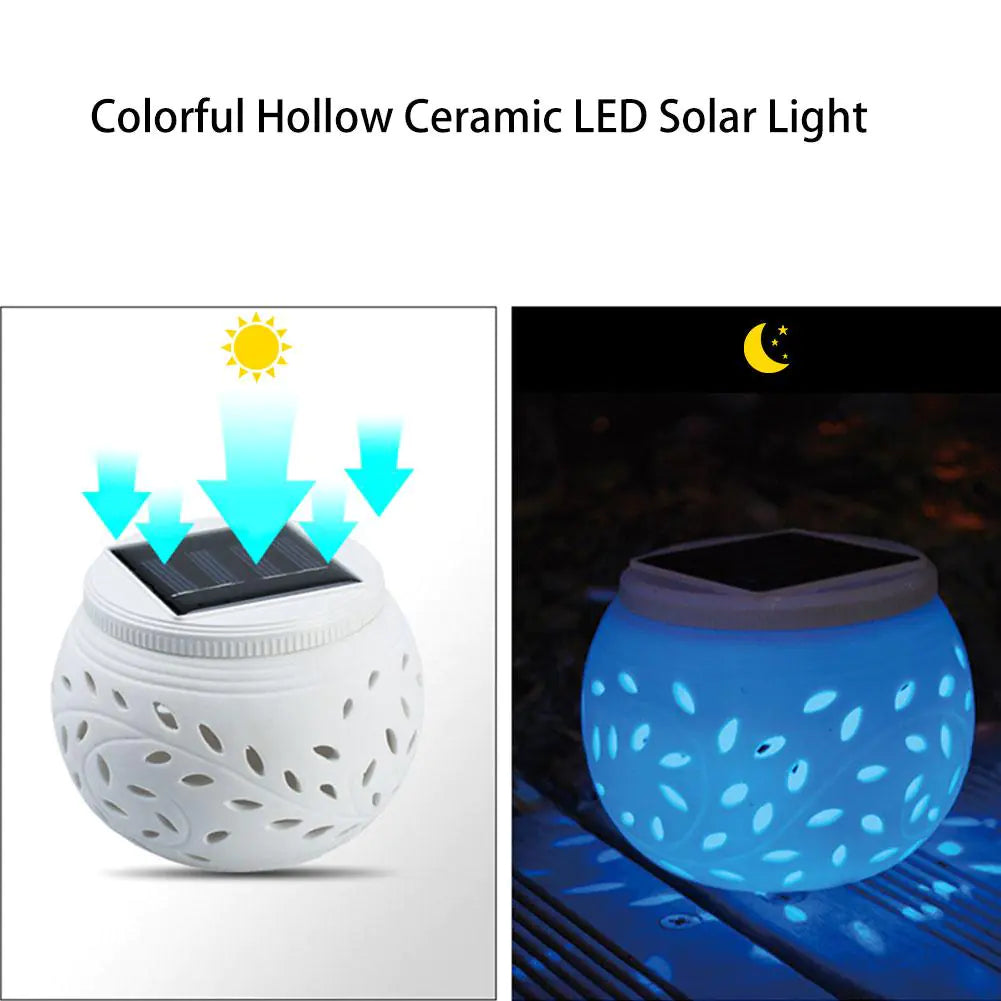 Ceramic Colour-Changing Solar Lamp