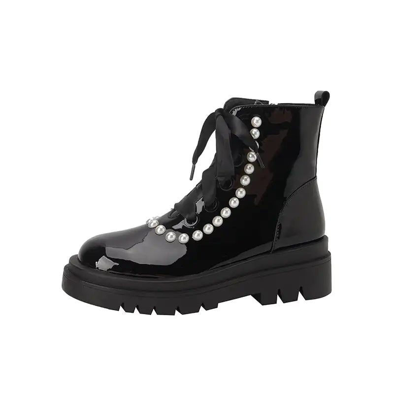 Patent Leather Glossy Ankle Boots