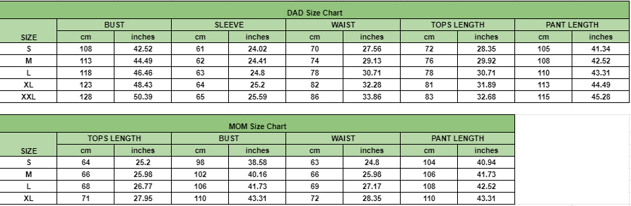 Holiday-Themed Size Chart