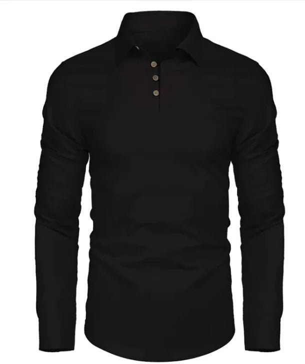 Men's Long Sleeved Cotton Linen Shirt